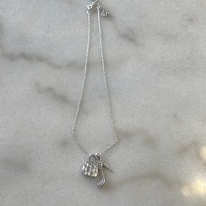 Necklace with high heel and purse charm